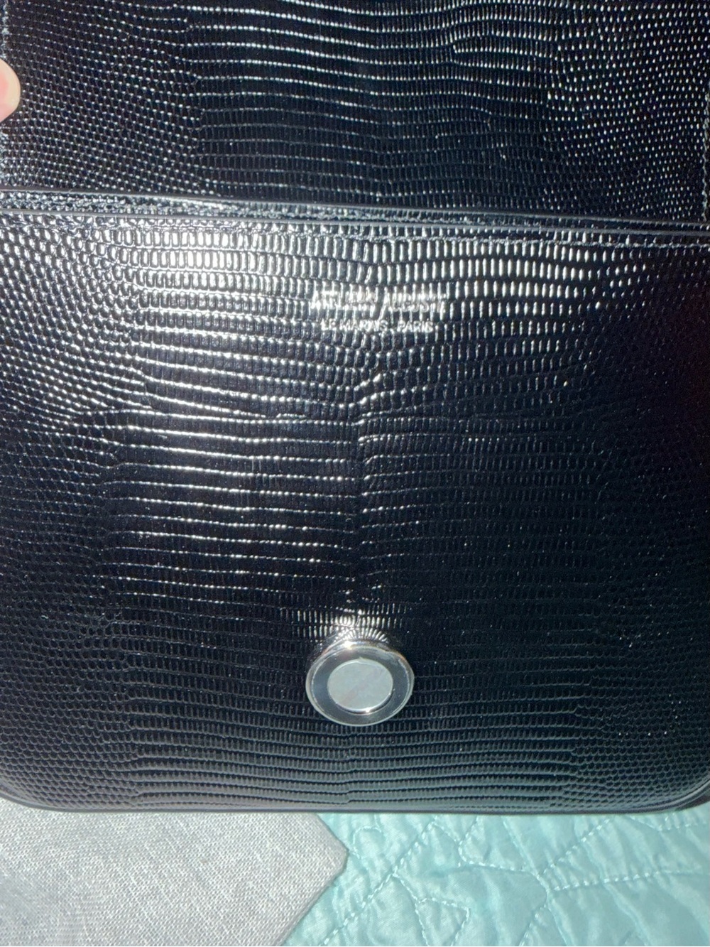 Ateliers Auguste Black Textured Leather Crossbody with Silver Clasp - Picture 4 of 5